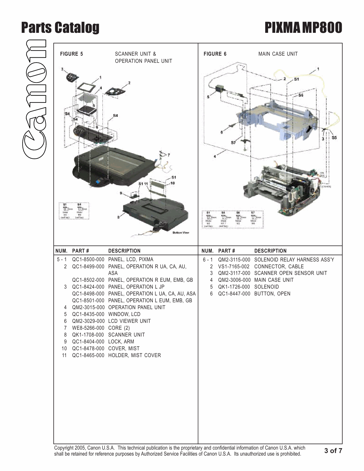 Canon PIXMA MP800 Parts Catalog Manual-4